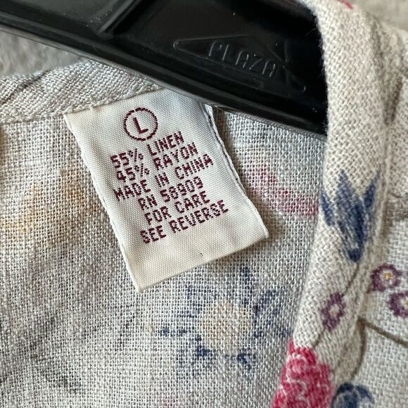 Vintage Bechamel Linen Blend Floral Print Vest Top - Picture 5 of 7